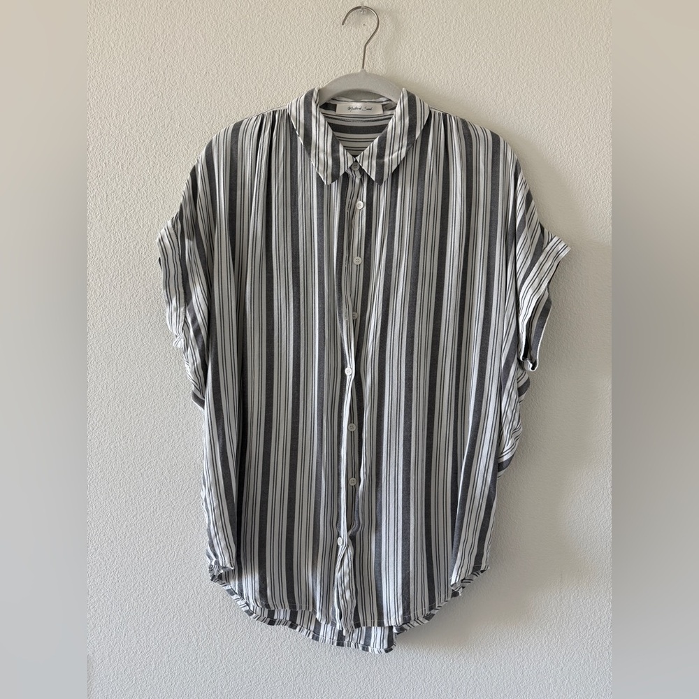 Mustard Seed gray and White Striped Casual Shirt size S
